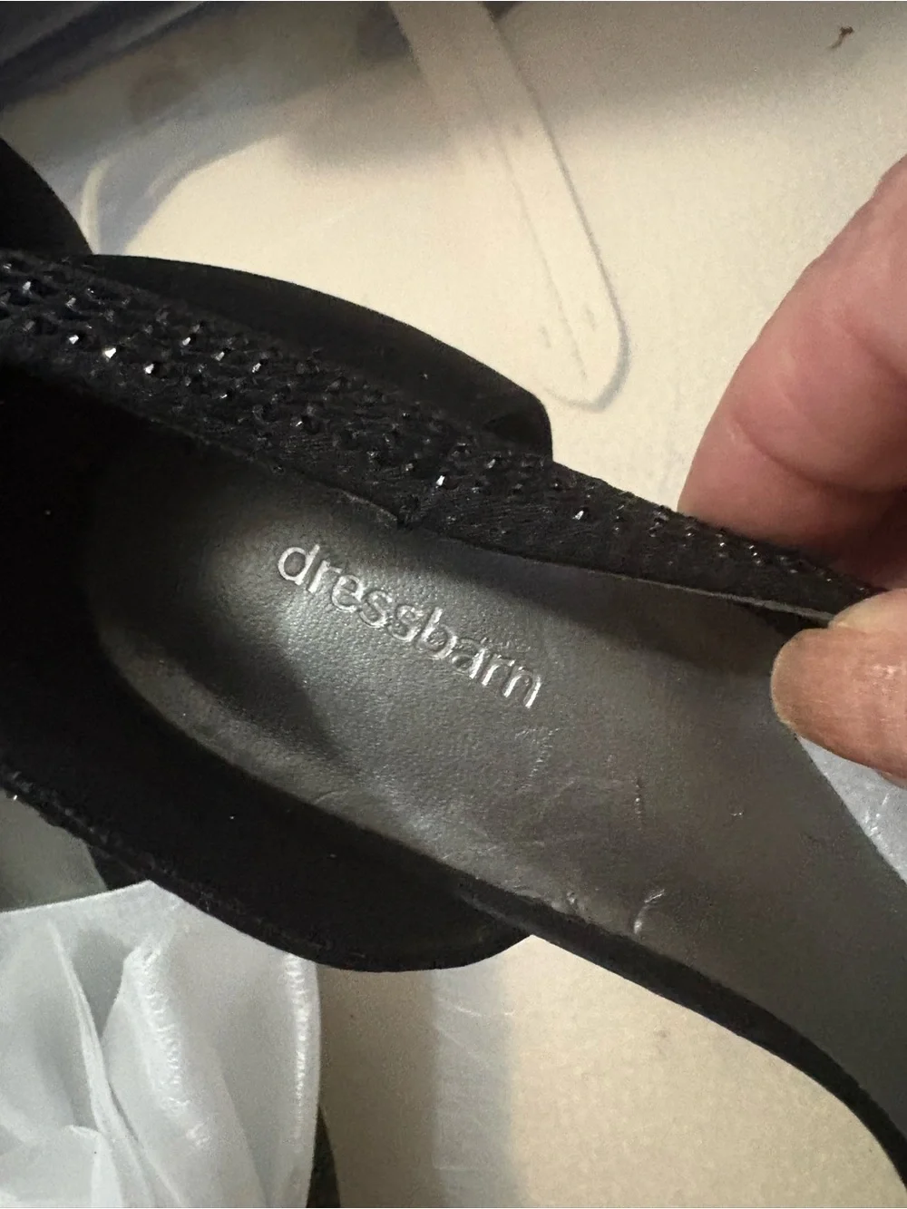 Dress Barn Black Pointed D'Orsay Heels with Sparkle Trim